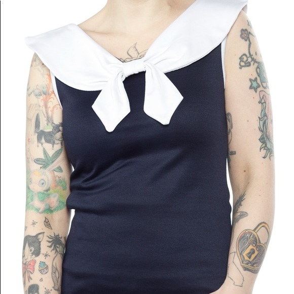 Steady Tops - Steady Retro Navy Bow Tank Top